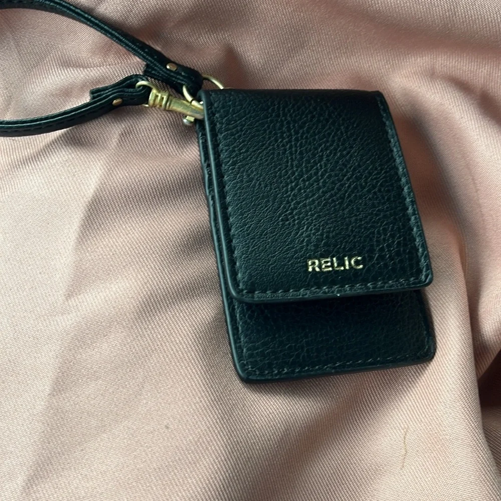 Relic Black Leather Phone Pouch